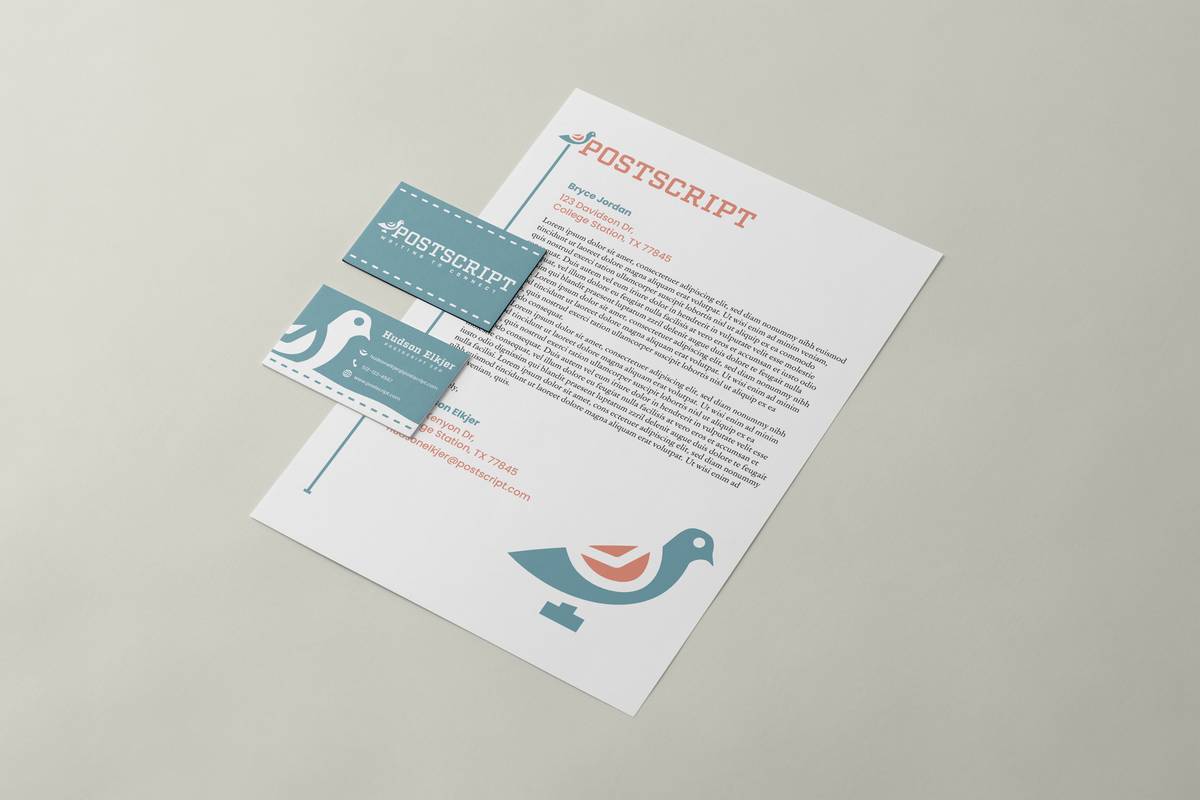 Postscript — business card mockup