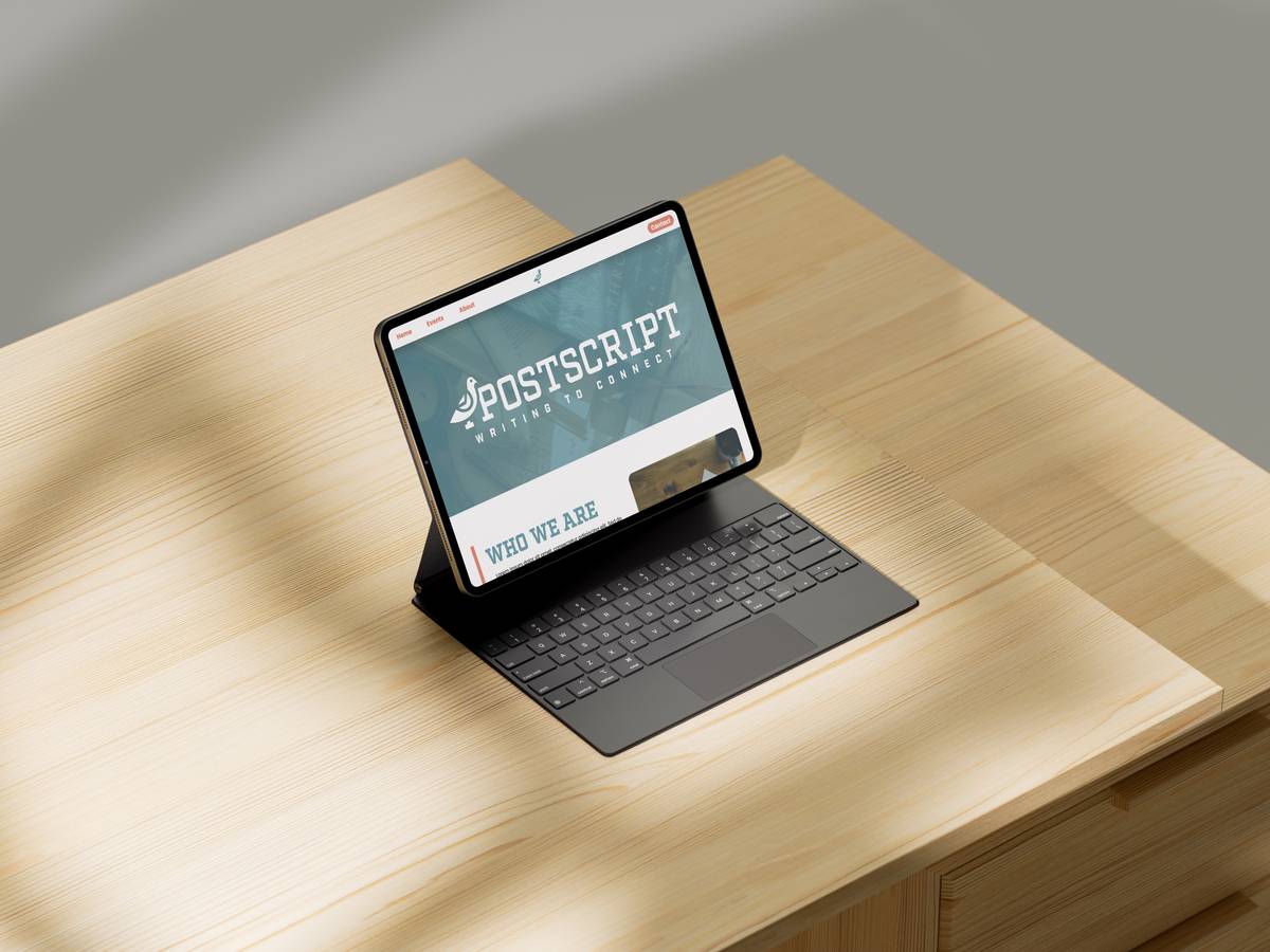 Postscript — desktop mockup