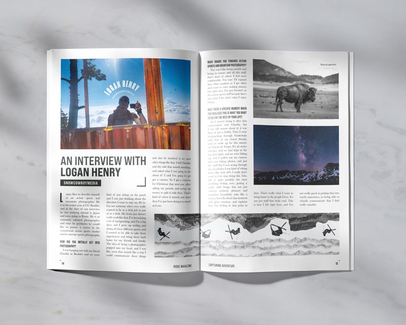 RIDGE Magazine — Logan Henry interview spread